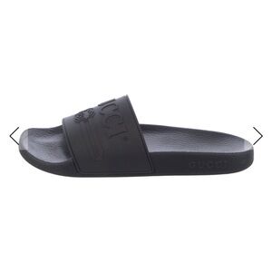 Gucci Unisex Pursuit Rubber Black Embossed Logo Slide Sandals
